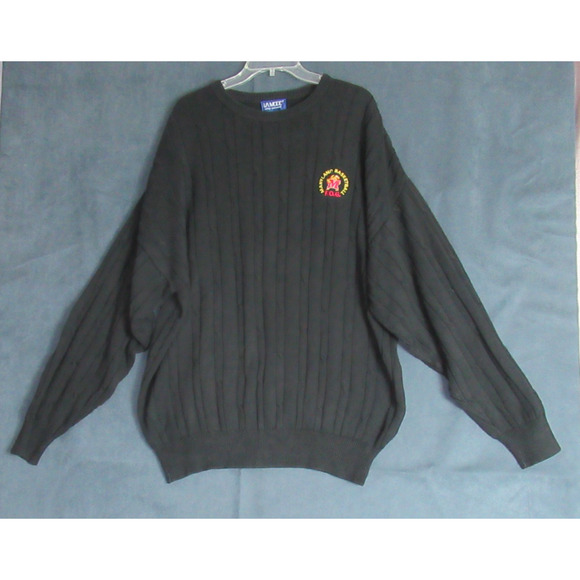 Vintage La Mode Sweater Mens XL Black Cable Knit Maryland Basketball Preppy 00s - Picture 1 of 8